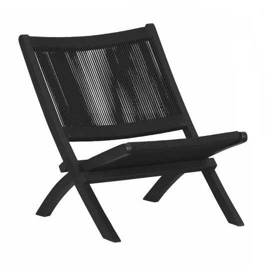 Agave Wood Rope Lounge Chair - Noir|Fauteuil de détente Agave en bois et en corde - noir