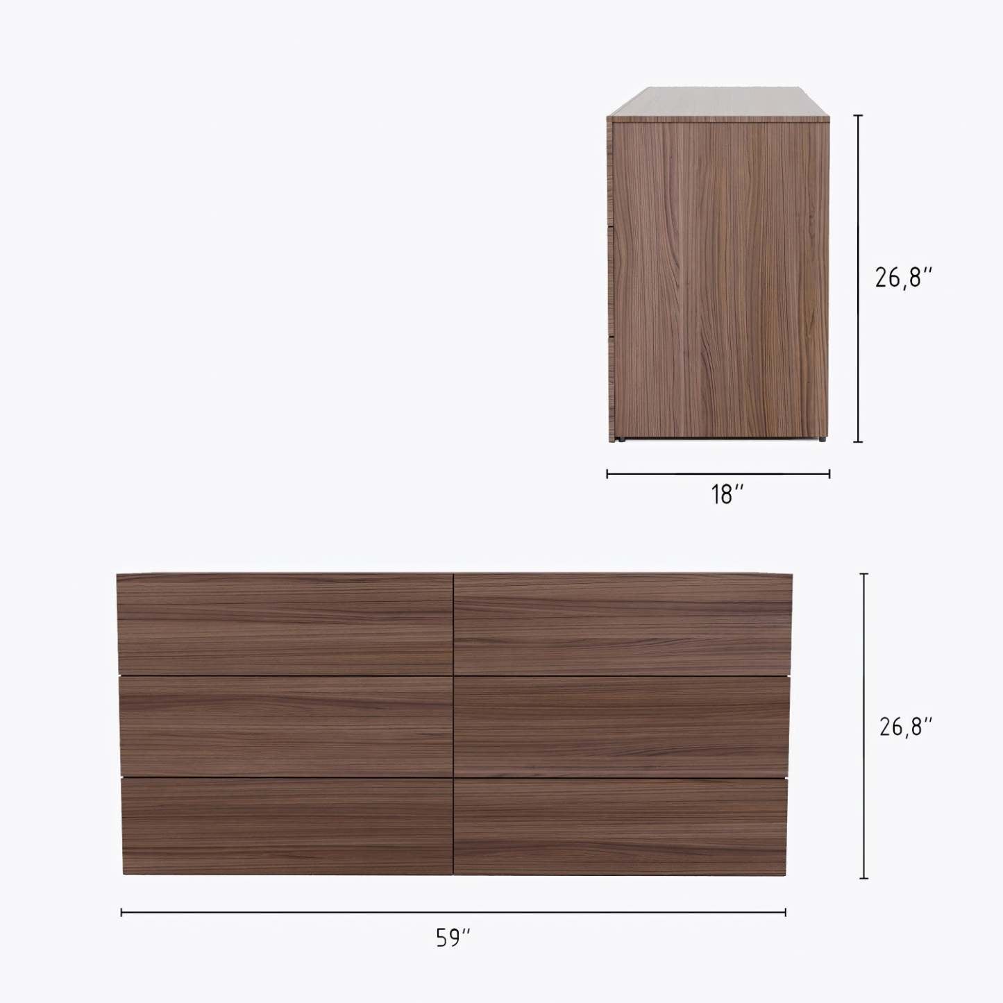 Nordika James 6-Drawer Dresser - Noyer|Commode James Nordika Nexera à 6 tiroirs - noyer