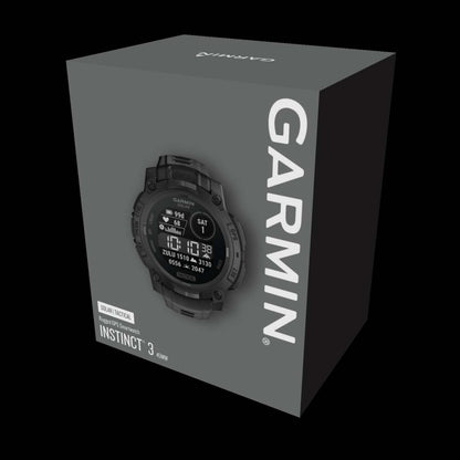 Garmin Instinct 3 45mm - Solaire Tactique, Noir, Gps, Lampe de Poche Led, Mil-std-810, 40j Batterie