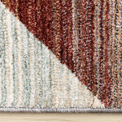 Tapis Olivia Distressed Géométrique Rouge Blanc Gris - 5'3 x 7'10|Carpette Olivia rouge, blanche et grise à motif géométrique vieilli - 5 pi 3 po x 7 pi 10 po