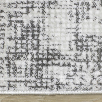 Carpette grise à motif abstrait lavable à la machine - 7 pi 10 po x 10 pi 6 po