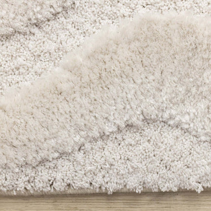 Lincoln Modern Luxurious Plush White Curves Area Rug - 7'10 x 11'2|Carpette moderne, luxueuse et moelleuse Lincoln blanche à motif de courbes - 7 pi 10 po x 11 pi 2 po