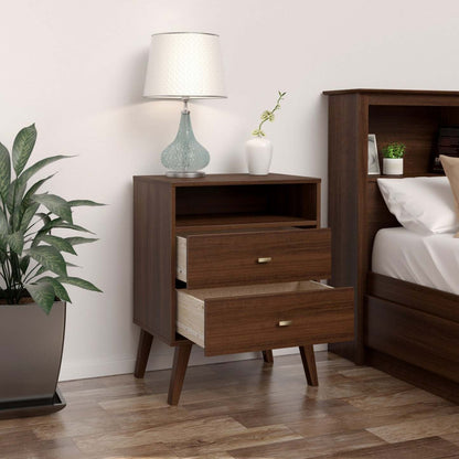 Milo 2-Drawer Tall Nightstand - Cherry|Table de nuit haute Milo à 2 tiroirs - cerisier