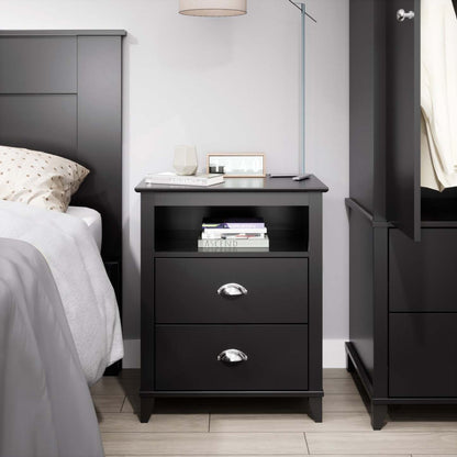 Yaletown 2-Drawer Tall Nightstand - Black|Table de nuit haute Yaletown à 2 tiroirs - noire