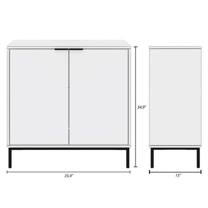 Nordika Armoire de rangement mince à 2 portes - Noyer clair | Armoire de rangement mince Nordika à 2 portes - noyer clair