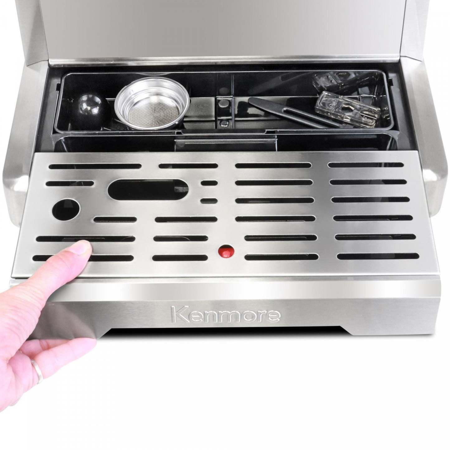 Kenmore Espresso Machine Stainless Steel Manual Tamp Coffee Maker - KKCMEMT|Machine à espresso Kenmore avec presse-mouture manuelle, acier inoxydable - KKCMEMT