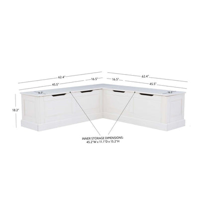 Tobin Dossier Corner Nook Dining Bench - Blanc|Banc de salle à manger en coin Tobin sans dossier - blanc