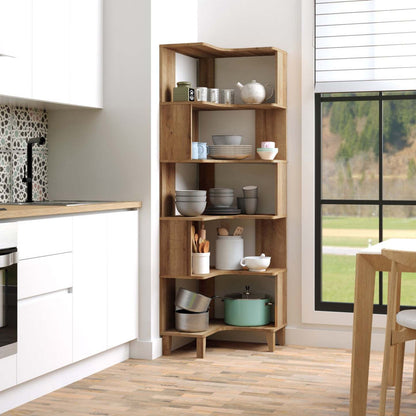 Bibliothèque d'angle Prepac Nordik - Chêne naturel|Bibliothèque en coin Nordik de Prepac - chêne naturel