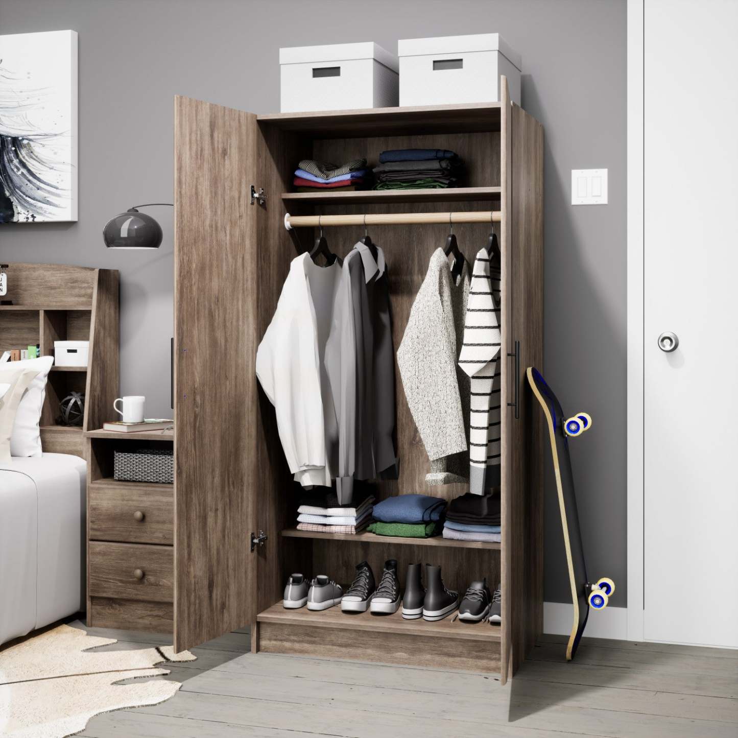 Armoire-penderie Elite 32 - Drifted Grey|Armoire-penderie Elite de 32 po - gris délavé