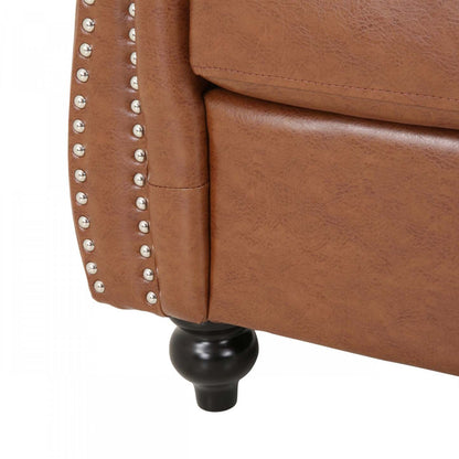 Gibbon Fauteuil confortable en similicuir avec dossier capitonné, fauteuil d'appoint marron | Gibbon Fauteuil Confortable Avec Revetement En Similicuir Et Dossier Capitonne, Marron