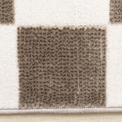 Tapis géométrique blanc à carreaux Leopold - 2'7 x 4'11|Carpette géométrique Leopold brune et blanche à motif de carreaux - 2 pi 7 po x 4 pi 11 po