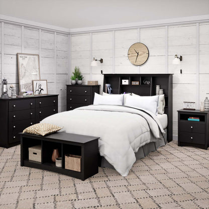 Jade Tall 2-Drawer Nightstand - Black|Table de nuit haute Jade à 2 tiroirs - noire