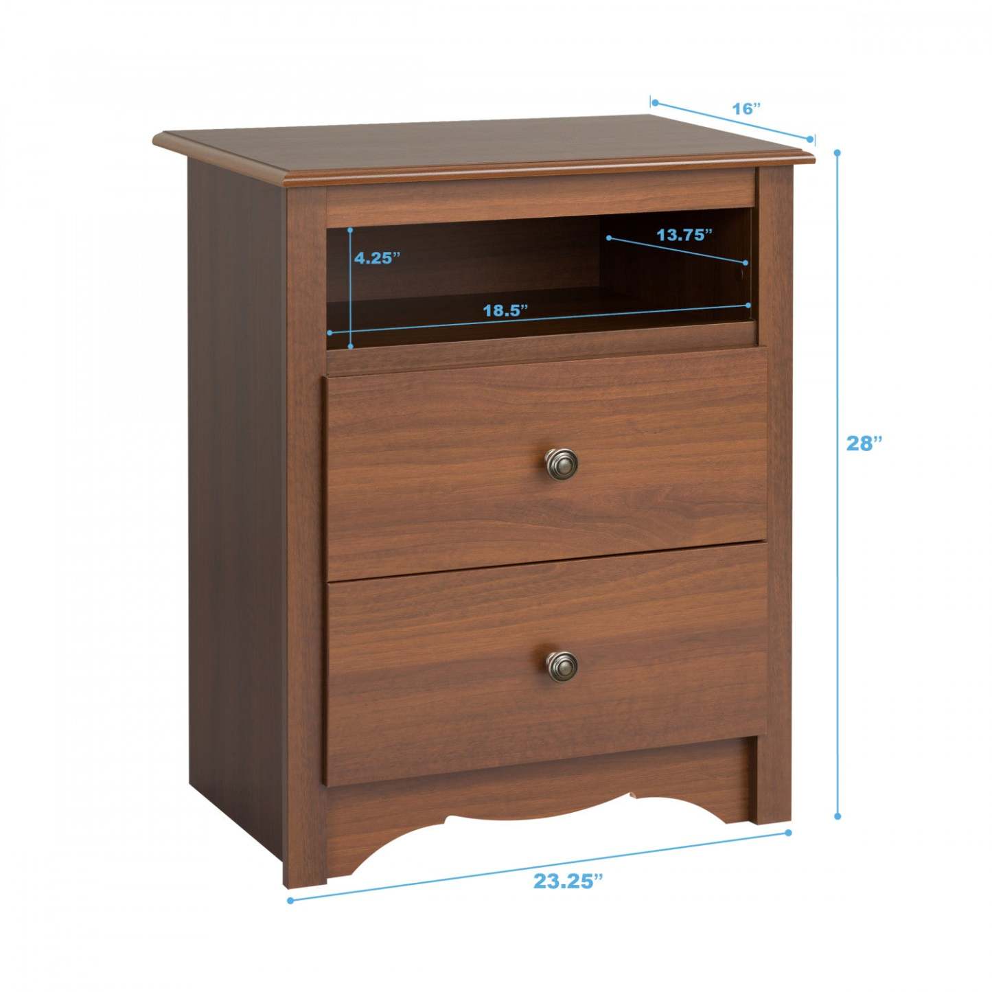 Monterey Tall 2-Drawer Nightstand - Cherry|Table de nuit haute Monterey à 2 tiroirs - cerisier