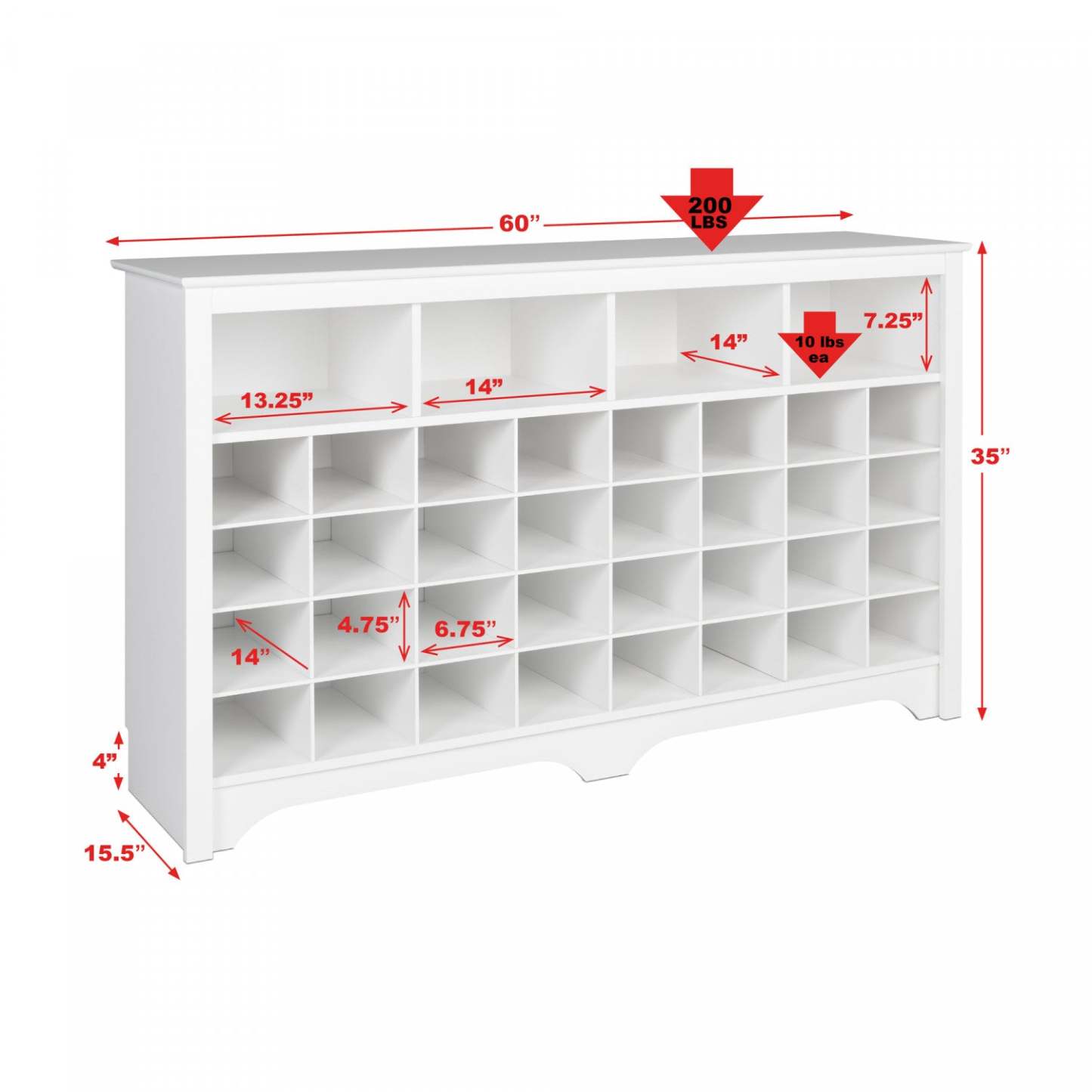 Shoe Cubby Console - White|Console à compartiments pour chaussures - blanche