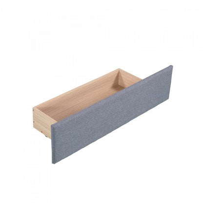 Lit de repos rembourré en tissu d'apparence lin Tyler avec lit gigogne et rangement, taille simple - Gris | Tyler – Lit De Jour Rembourre En Tissu Aspect Lin Avec Lit Gigogne Et Rangement, Format Simple - Gris