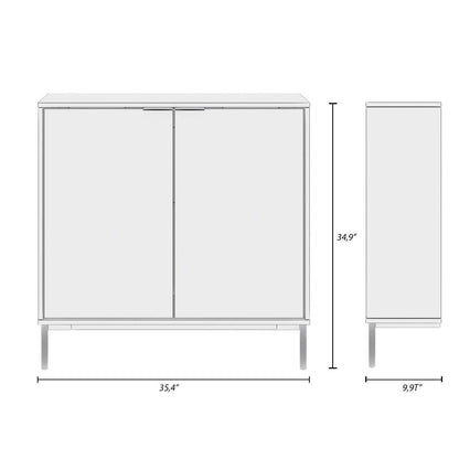 Armoire d'appoint console de rangement à 2 portes Nordika Slim - Chêne blond naturel | Armoire décorative de rangement mince Nordika à 2 portes - chêne blond naturel