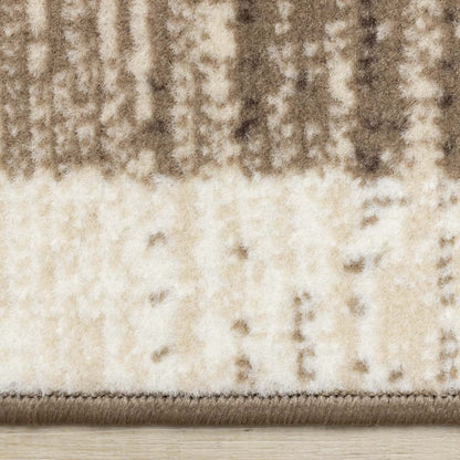 Forte Brown Beige Cream Abstract Geometric Design Area Rug - 5'3 x 7'5|Tapis Forte brun, beige et crème à motif géométrique abstrait - 5 pi 3 po x 7 pi 5 po