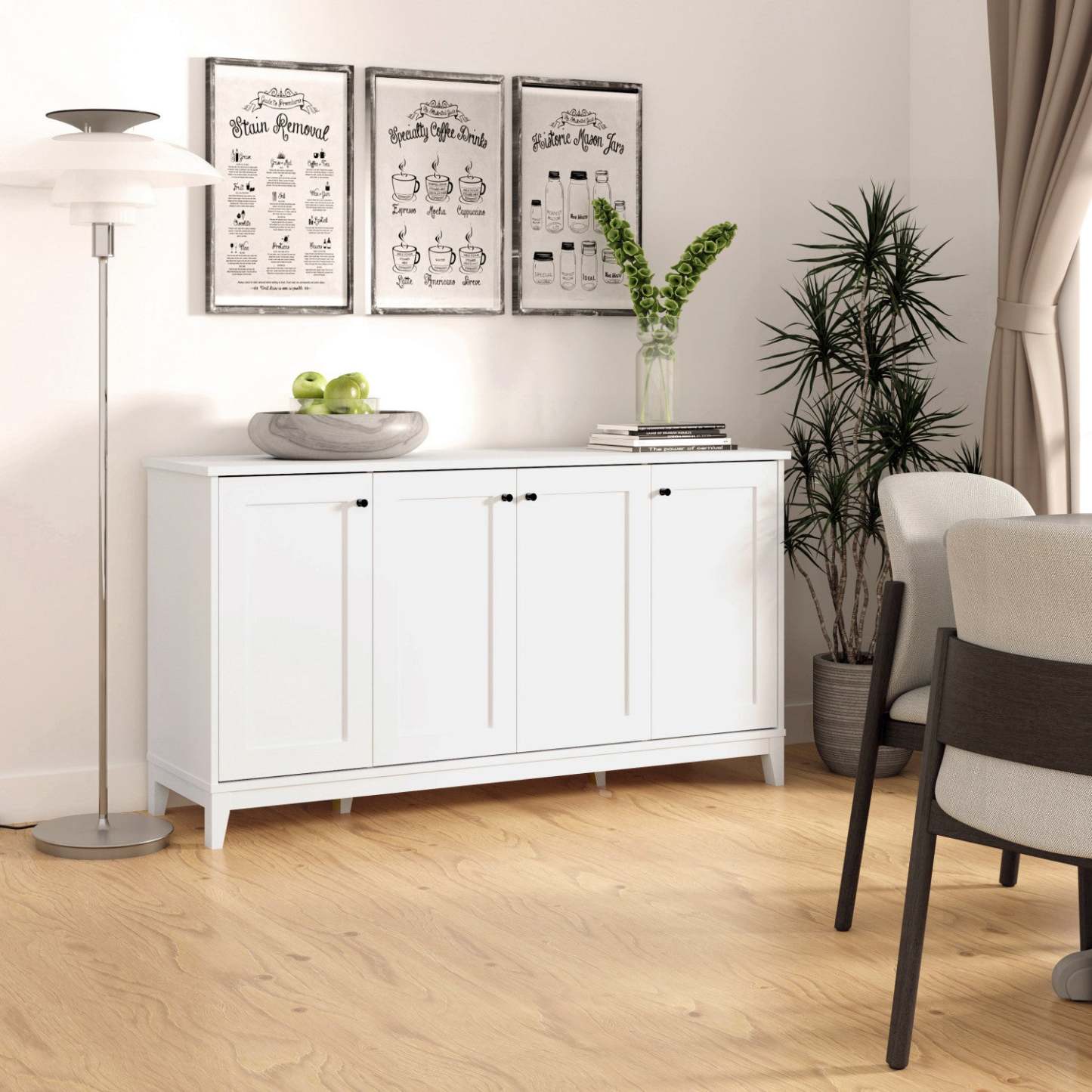 Prepac Yaletown 4-Door Buffet Console - Blanc|Console Yaletown de Prepac à 4 portes - blanche