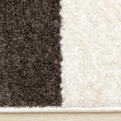 Carpette Marley taupe et sang-de-bœuf à motif de courbes géométriques - 5 pi 3 po x 7 pi 7 po