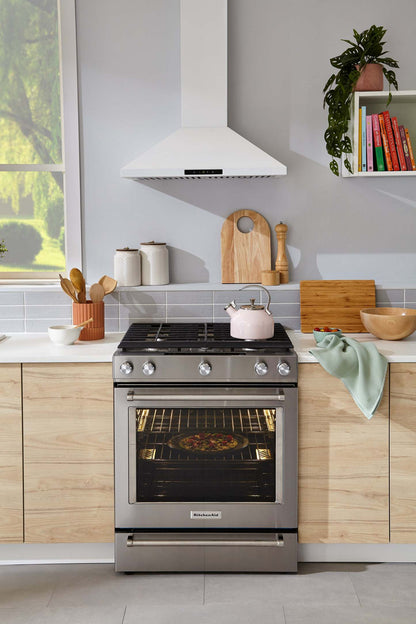 Cuisinière à gaz KitchenAid de 6,5 pi³ avec technologie AquaLiftMD et autonettoyage - acier inoxydable - KSGB900ESS