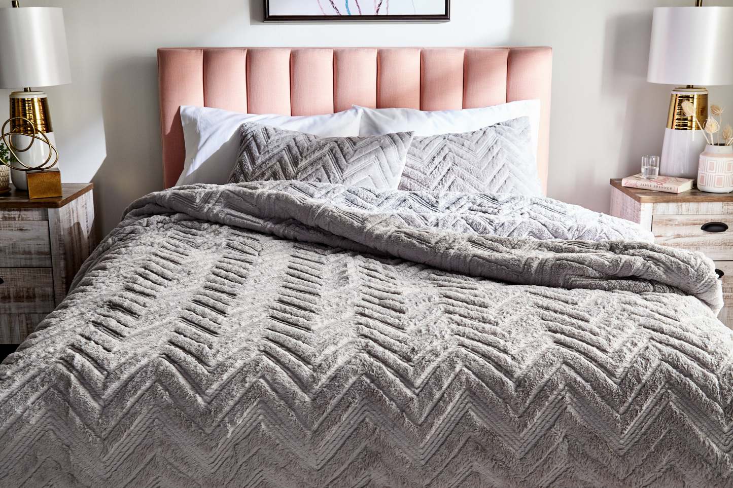 Ensemble d'édredon Tilda 3 pièces pour lit double/grand lit - Gris | Ensemble d'édredon Tilda 3 pièces pour lit double ou grand lit - gris | TILDA3FQ