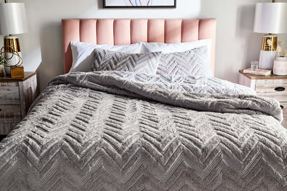 Ensemble d'édredon Tilda 3 pièces pour lit double/grand lit - Gris | Ensemble d'édredon Tilda 3 pièces pour lit double ou grand lit - gris | TILDA3FQ