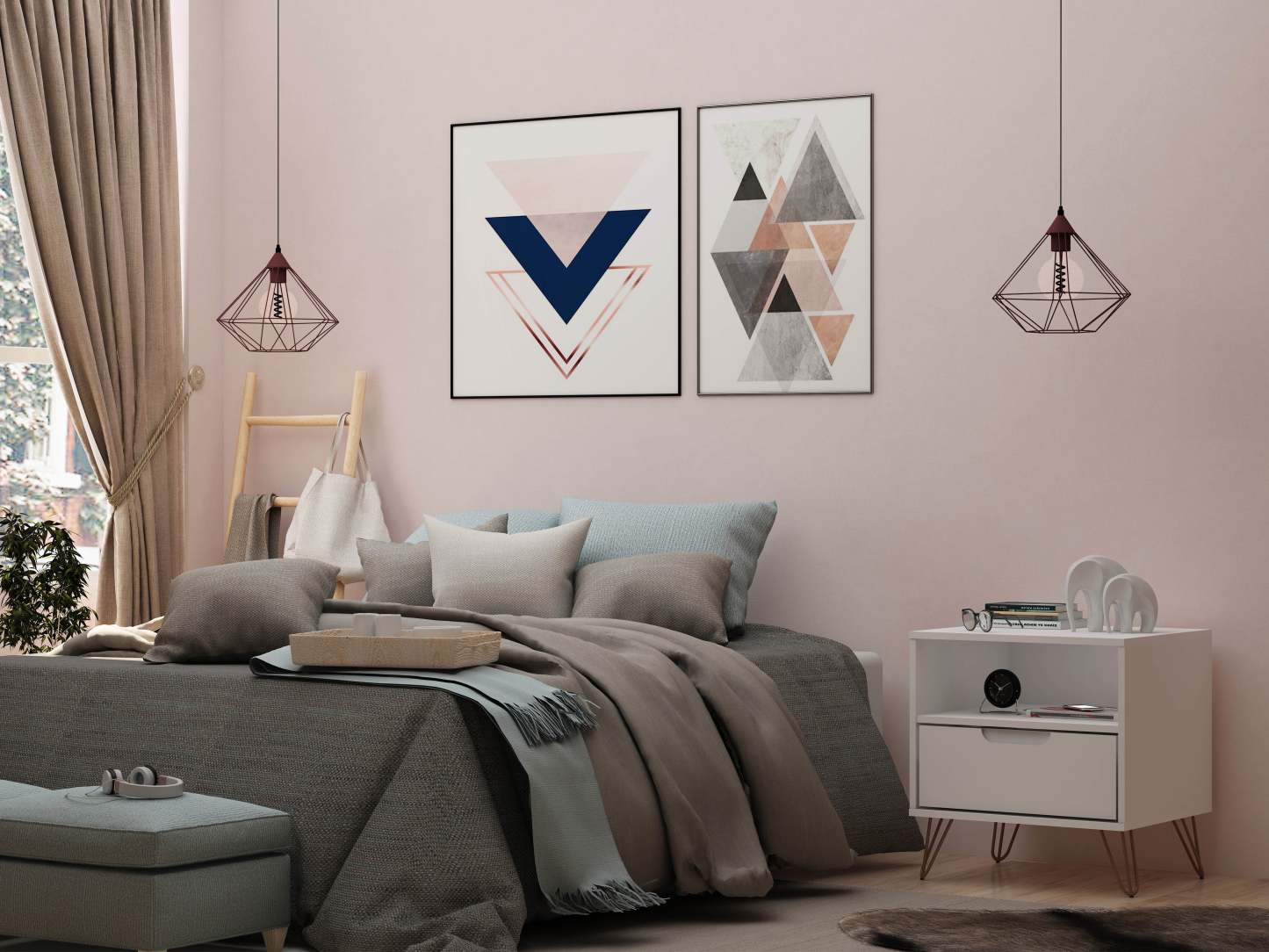 Manhattan Comfort Rockefeller Mid-Century Modern Nightstand with Drawer - White|Table de nuit Rockefeller de Manhattan Comfort de style moderne du milieu du 20e siècle avec tiroir - blanche