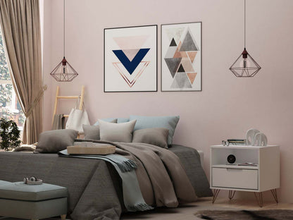 Manhattan Comfort Rockefeller Mid-Century Modern Nightstand with Drawer - White|Table de nuit Rockefeller de Manhattan Comfort de style moderne du milieu du 20e siècle avec tiroir - blanche