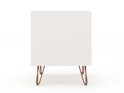 Manhattan Comfort Rockefeller Mid-Century Modern Nightstand with Drawer - White|Table de nuit Rockefeller de Manhattan Comfort de style moderne du milieu du 20e siècle avec tiroir - blanche