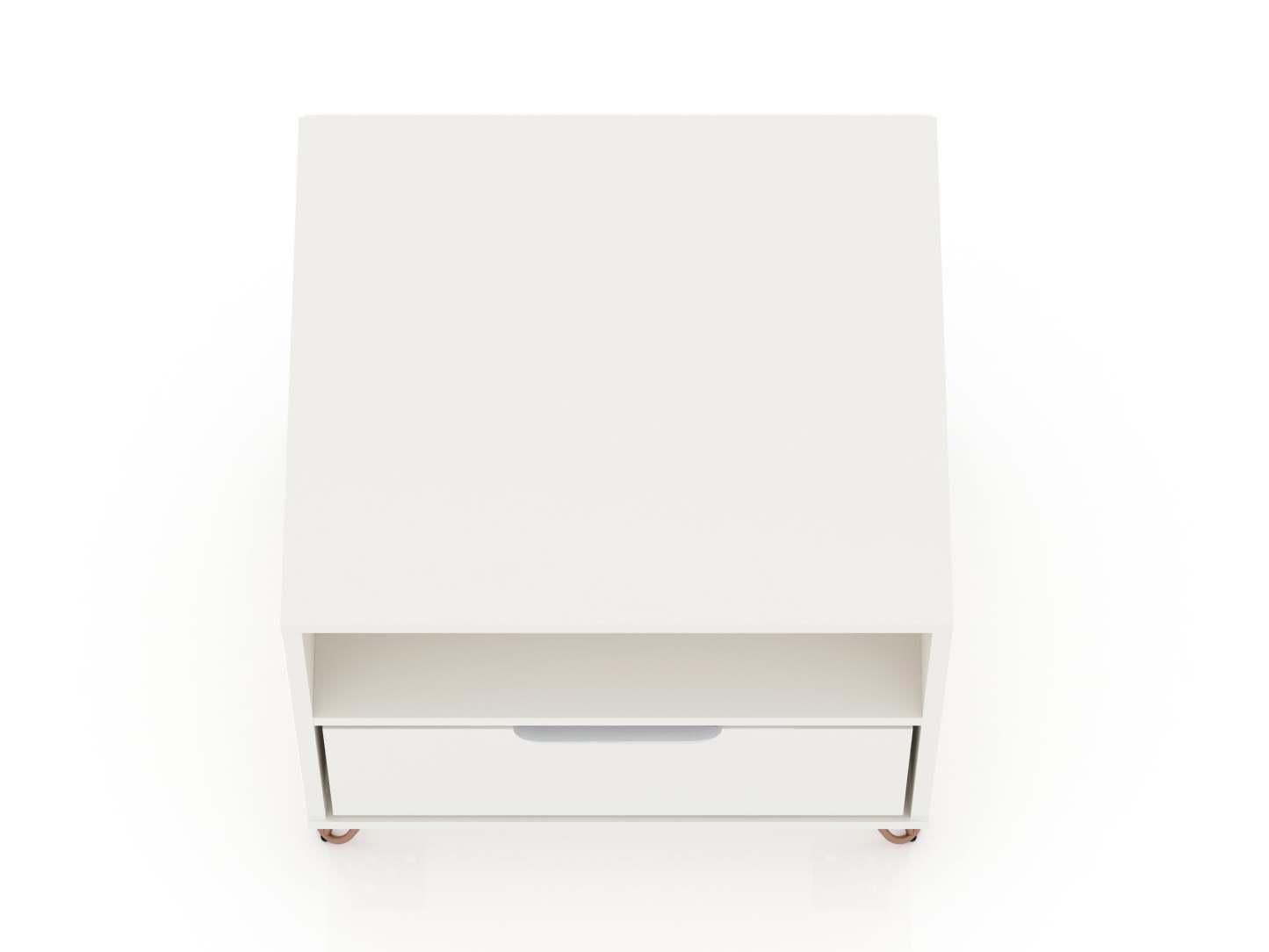 Manhattan Comfort Rockefeller Mid-Century Modern Nightstand with Drawer - White|Table de nuit Rockefeller de Manhattan Comfort de style moderne du milieu du 20e siècle avec tiroir - blanche