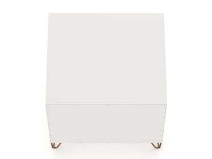 Manhattan Comfort Rockefeller Mid-Century Modern Nightstand with Drawer - White|Table de nuit Rockefeller de Manhattan Comfort de style moderne du milieu du 20e siècle avec tiroir - blanche