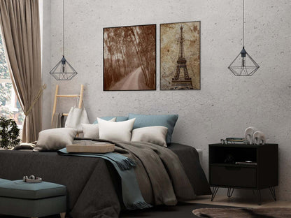 Manhattan Comfort Rockefeller Mid-Century Modern Nightstand with Drawer - Black|Table de nuit Rockefeller de Manhattan Comfort de style moderne du milieu du 20e siècle avec tiroir - noire