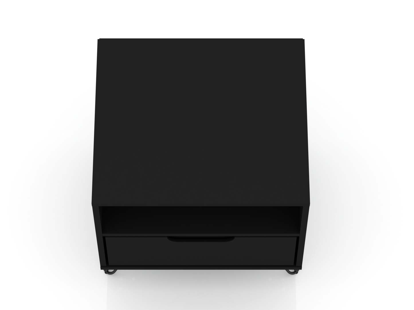 Manhattan Comfort Rockefeller Mid-Century Modern Nightstand with Drawer - Black|Table de nuit Rockefeller de Manhattan Comfort de style moderne du milieu du 20e siècle avec tiroir - noire