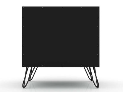 Manhattan Comfort Rockefeller Mid-Century Modern Nightstand with Drawer - Black|Table de nuit Rockefeller de Manhattan Comfort de style moderne du milieu du 20e siècle avec tiroir - noire