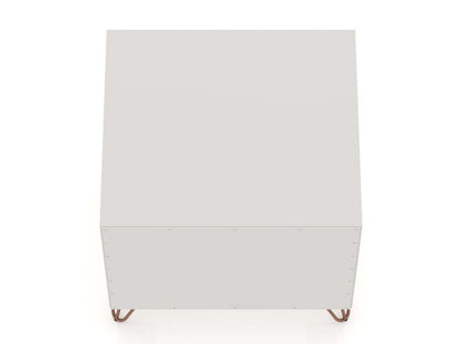 Manhattan Comfort Rockefeller Mid-Century Modern Nightstand with Drawer - Off White|Table de nuit Rockefeller de Manhattan Comfort de style moderne du milieu du 20e siècle avec tiroir - blanc cassé