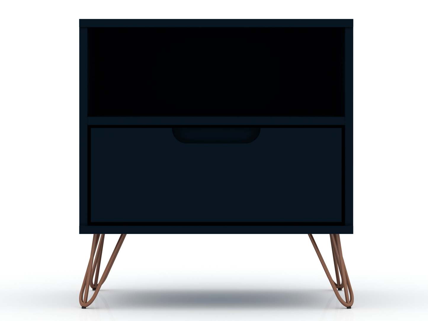 Manhattan Comfort Rockefeller Mid-Century Modern Nightstand with Drawer - Tatiana Midnight Blue|Table de nuit Rockefeller de Manhattan Comfort de style moderne du milieu du 20e siècle avec tiroir - bleu minuit Tatiana