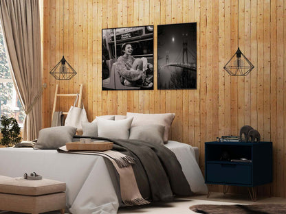 Manhattan Comfort Rockefeller Mid-Century Modern Nightstand with Drawer - Tatiana Midnight Blue|Table de nuit Rockefeller de Manhattan Comfort de style moderne du milieu du 20e siècle avec tiroir - bleu minuit Tatiana