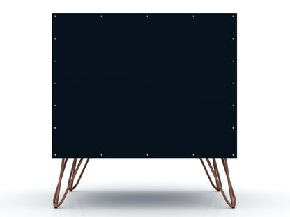 Manhattan Comfort Rockefeller Mid-Century Modern Nightstand with Drawer - Tatiana Midnight Blue|Table de nuit Rockefeller de Manhattan Comfort de style moderne du milieu du 20e siècle avec tiroir - bleu minuit Tatiana