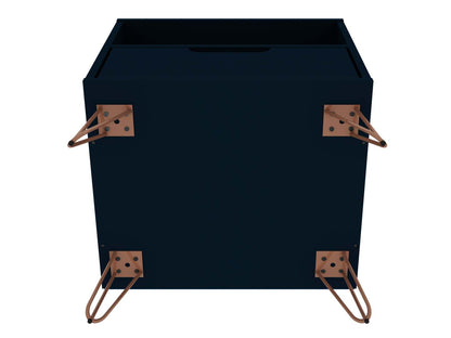 Manhattan Comfort Rockefeller Mid-Century Modern Nightstand with Drawer - Tatiana Midnight Blue|Table de nuit Rockefeller de Manhattan Comfort de style moderne du milieu du 20e siècle avec tiroir - bleu minuit Tatiana