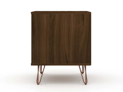 Manhattan Comfort Rockefeller Mid-Century Modern Nightstand with Drawer - Brown|Table de nuit Rockefeller de Manhattan Comfort de style moderne du milieu du 20e siècle avec tiroir - brune