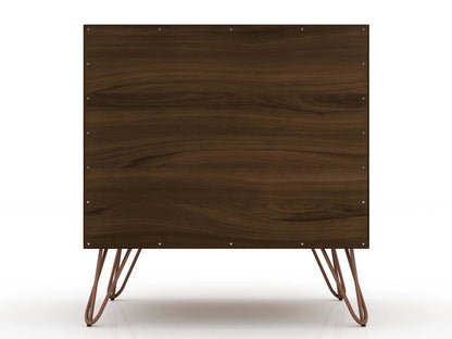 Manhattan Comfort Rockefeller Mid-Century Modern Nightstand with Drawer - Brown|Table de nuit Rockefeller de Manhattan Comfort de style moderne du milieu du 20e siècle avec tiroir - brune
