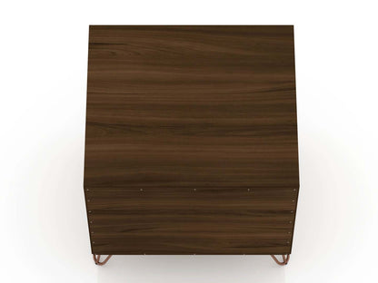 Manhattan Comfort Rockefeller Mid-Century Modern Nightstand with Drawer - Brown|Table de nuit Rockefeller de Manhattan Comfort de style moderne du milieu du 20e siècle avec tiroir - brune