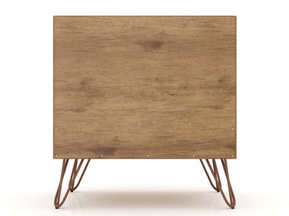 Manhattan Comfort Rockefeller Mid-Century Modern Nightstand with Drawer - Natural &amp; Rose Pink|Table de nuit Rockefeller de Manhattan Comfort de style moderne du milieu du 20e siècle avec tiroir - naturelle et rose