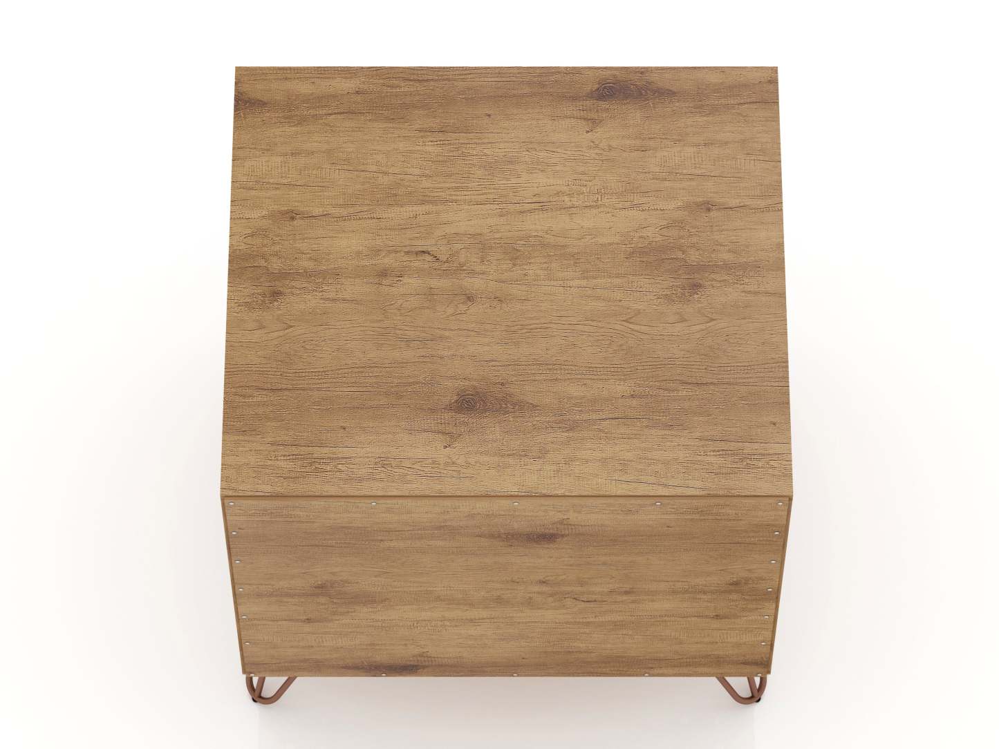 Manhattan Comfort Rockefeller Mid-Century Modern Nightstand with Drawer - Natural &amp; Rose Pink|Table de nuit Rockefeller de Manhattan Comfort de style moderne du milieu du 20e siècle avec tiroir - naturelle et rose