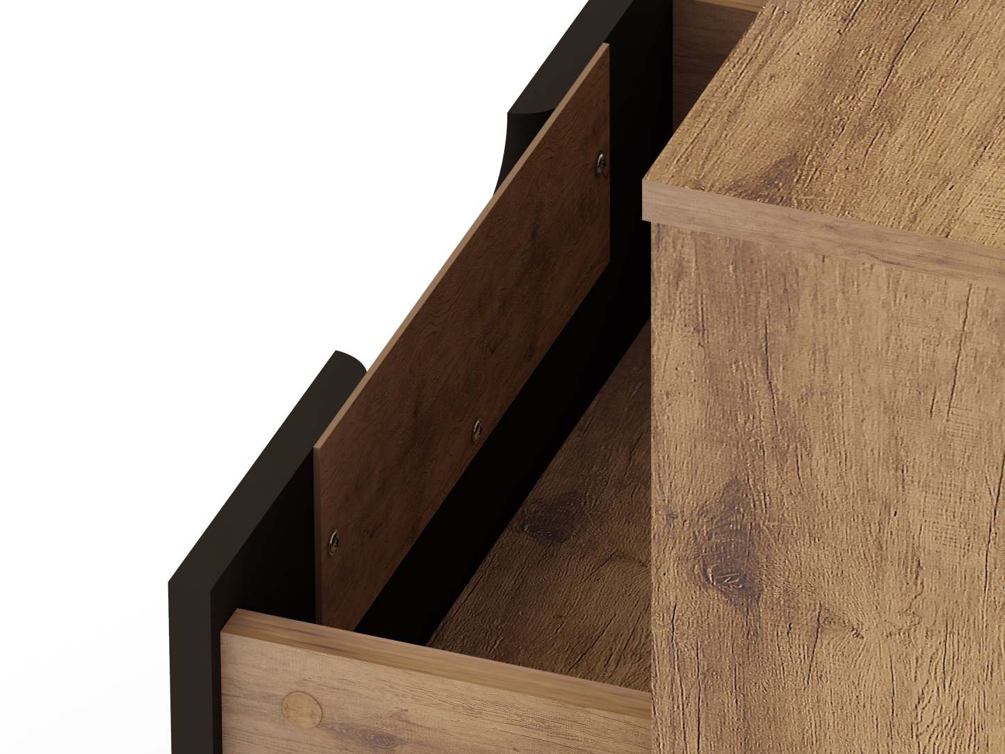 Manhattan Comfort Rockefeller Mid-Century Modern Nightstand with Drawer - Natural &amp; Textured Grey|Table de nuit Rockefeller de Manhattan Comfort de style moderne du milieu du 20e siècle avec tiroir - naturel et gris texturé