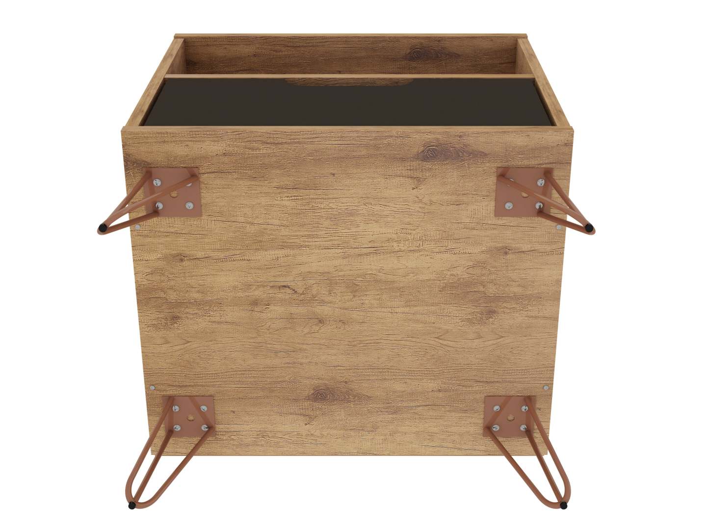 Manhattan Comfort Rockefeller Mid-Century Modern Nightstand with Drawer - Natural &amp; Textured Grey|Table de nuit Rockefeller de Manhattan Comfort de style moderne du milieu du 20e siècle avec tiroir - naturel et gris texturé