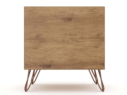 Manhattan Comfort Rockefeller Mid-Century Modern Nightstand with Drawer - Natural &amp; Textured Grey|Table de nuit Rockefeller de Manhattan Comfort de style moderne du milieu du 20e siècle avec tiroir - naturel et gris texturé