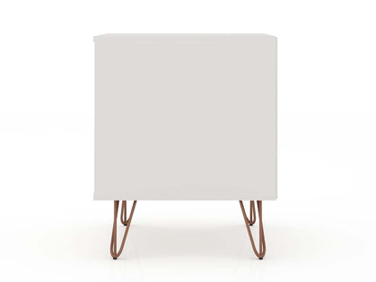 Manhattan Comfort Rockefeller Mid-Century Modern Nightstand with Drawer - Off White|Table de nuit Rockefeller de Manhattan Comfort de style moderne du milieu du 20e siècle avec tiroir - blanc cassé