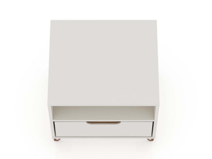 Manhattan Comfort Rockefeller Mid-Century Modern Nightstand with Drawer - Off White|Table de nuit Rockefeller de Manhattan Comfort de style moderne du milieu du 20e siècle avec tiroir - blanc cassé