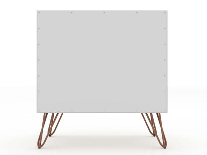 Manhattan Comfort Rockefeller Mid-Century Modern Nightstand with 2 Drawers - White|Table de nuit Rockefeller de Manhattan Comfort de style moderne du milieu du 20e siècle avec 2 tiroirs - blanche